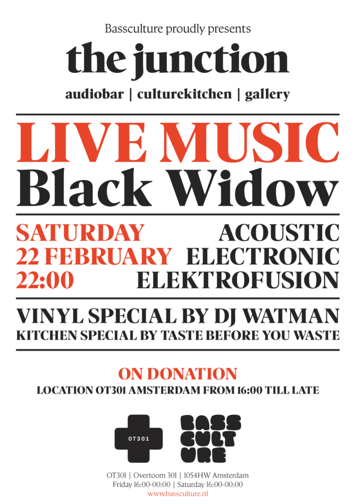 The Junction audiobar Amsterdam @ OT301 by Bassculture, line up 22 february 2025 - Live Music.