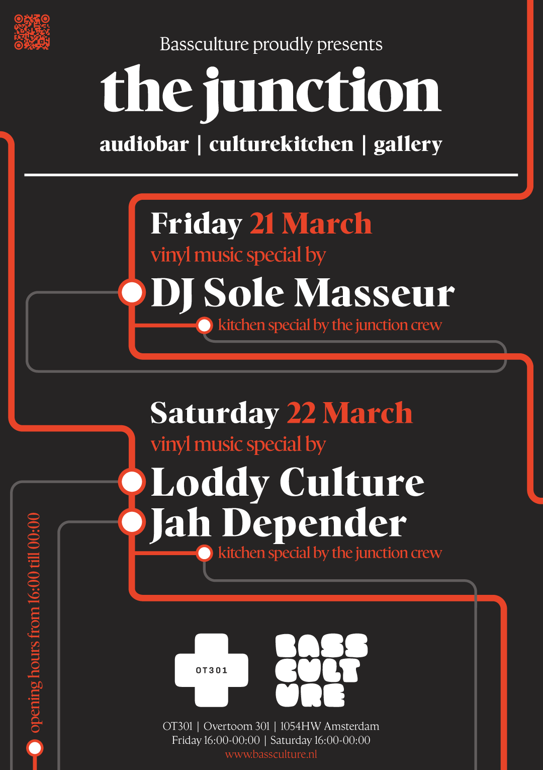 The Junction audiobar Amsterdam @ OT301 by Bassculture, line up 21 march & 22 march 2025.