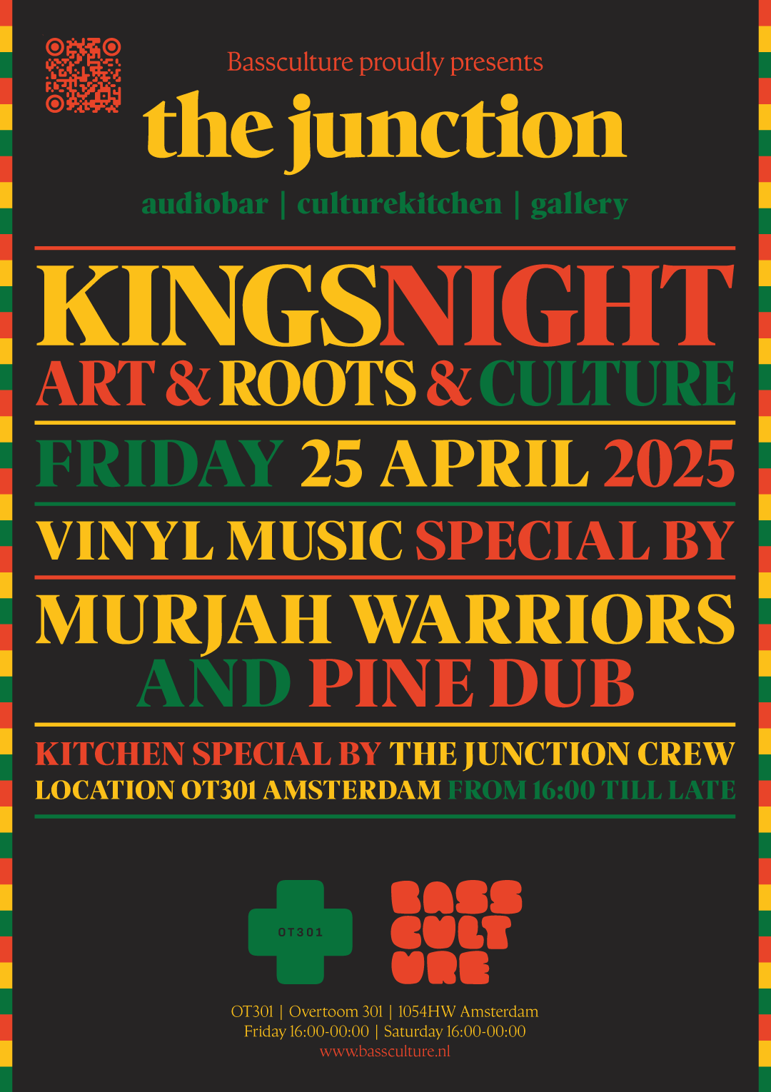 The Junction audiobar Amsterdam @ OT301 by Bassculture, line up 25 April 2025.